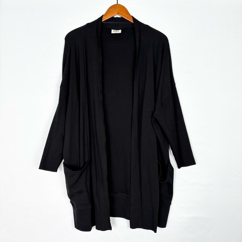Pact Womens Airplane Wrap Cardigan Black Size M/L Open‎ Front